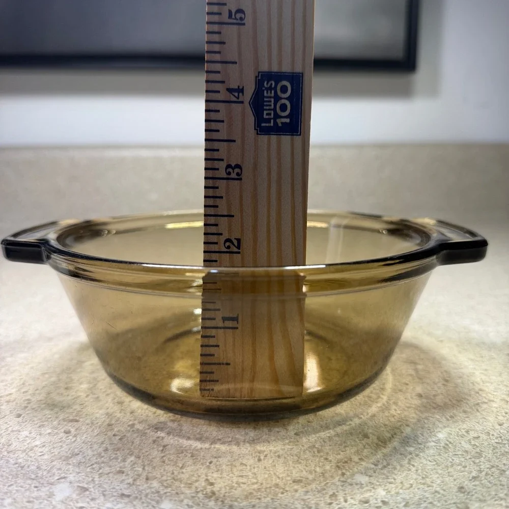 Vintage Lovenware Amber Glass Casserole Dish 20oz Round Brown Baking Pan USA